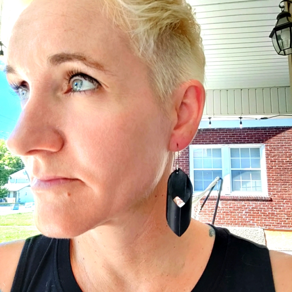 Black rubber earrings